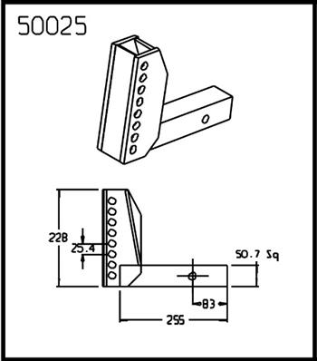 (108925) 50mm lower Adjustable Ballmount Shank 50025