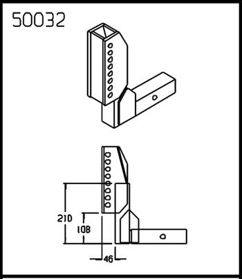 (108932) 150mm lower Adjustable Ballmount Shank 50032